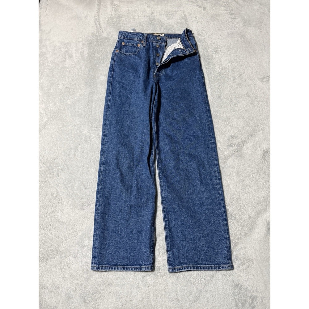 Levis Jeans Womens 25 Blue Ribcage Straight Ankle Button Fly Denim 25x26.5